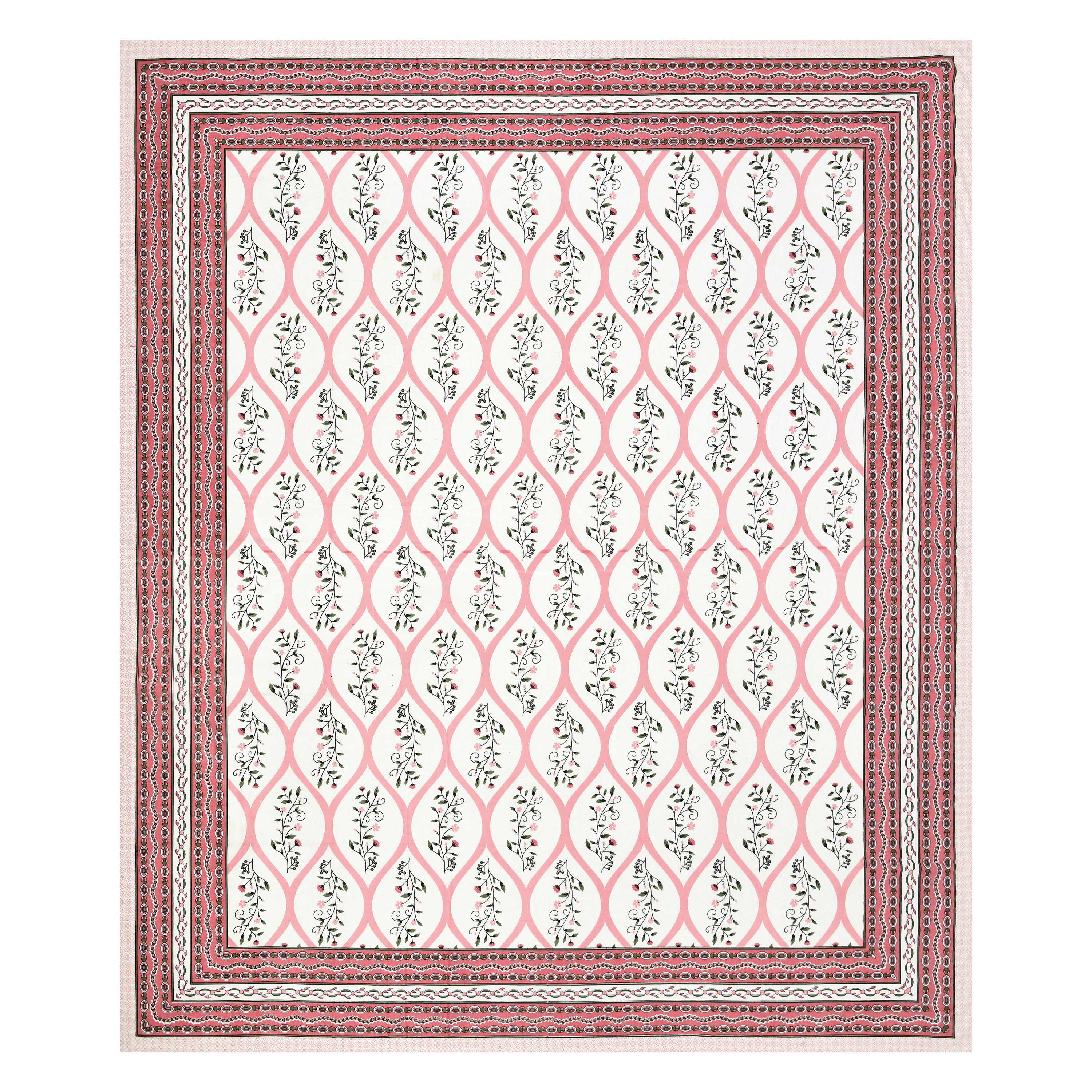 Floral Print Cotton Double King Bedsheet with 2 Pillow Covers