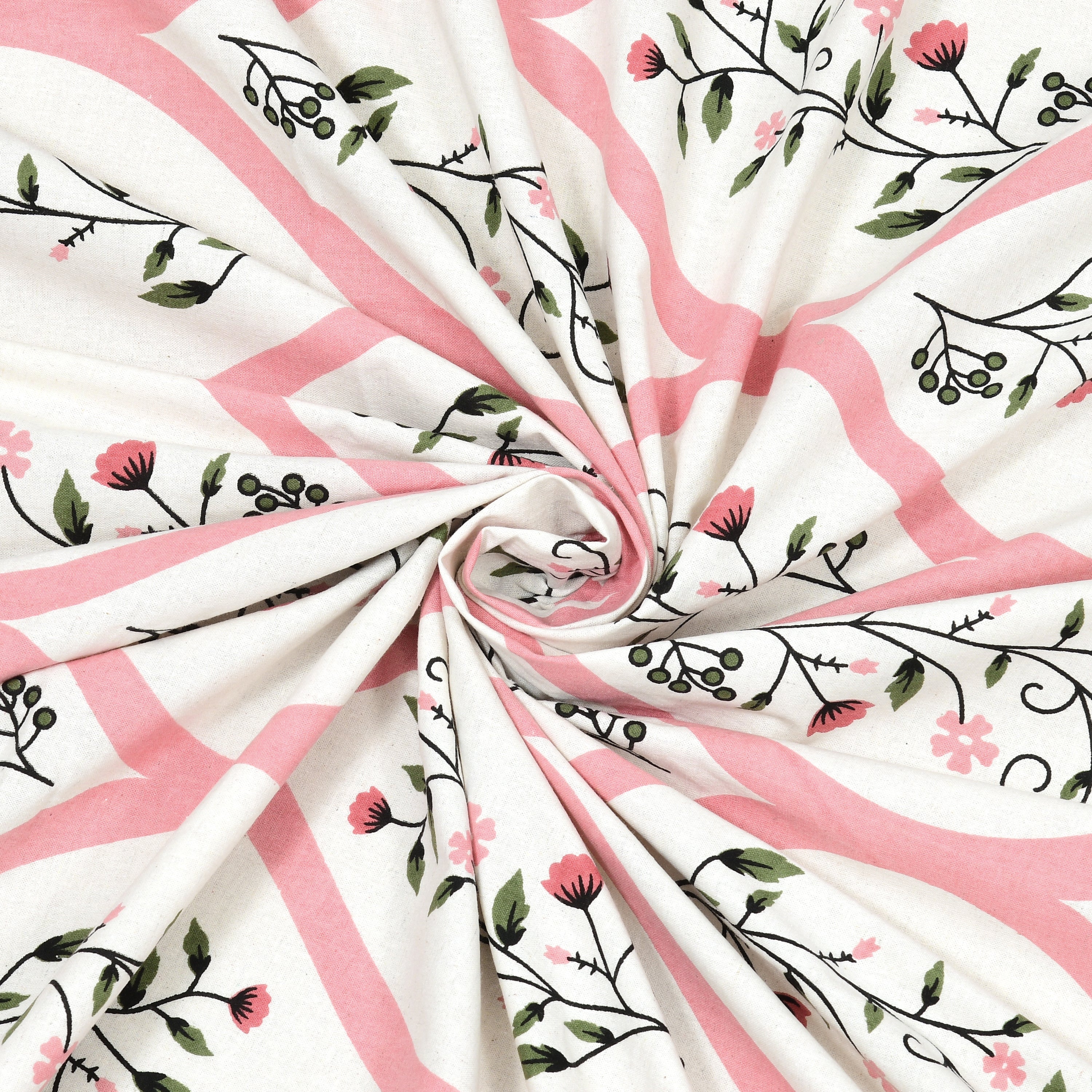 Floral Print Cotton Double King Bedsheet with 2 Pillow Covers