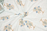 Handblock Print Super King Bedsheet in Extra Soft Percale Cotton with 2 Pillow covers