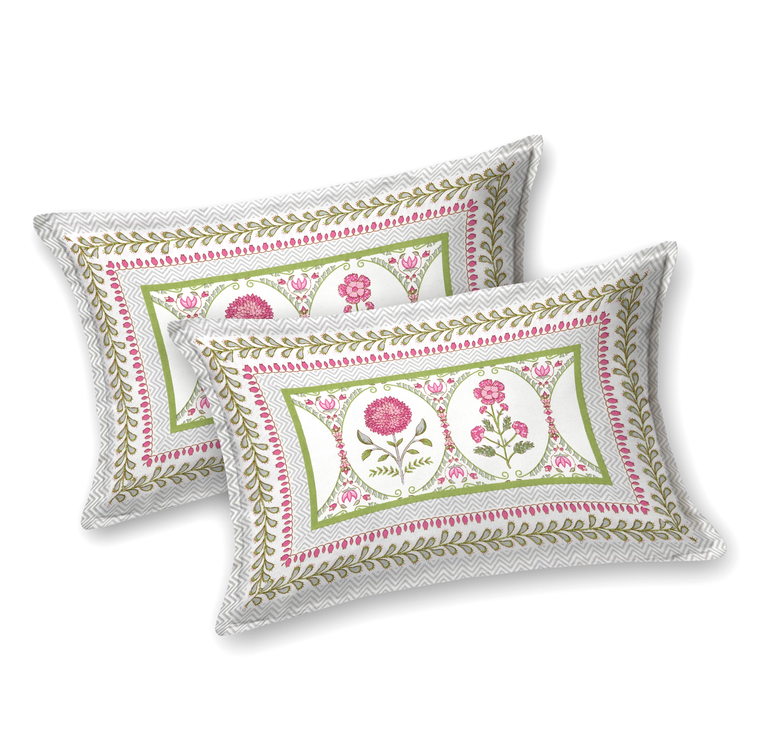 Floral Print Cotton Double King Bedsheet with 2 Pillow Covers