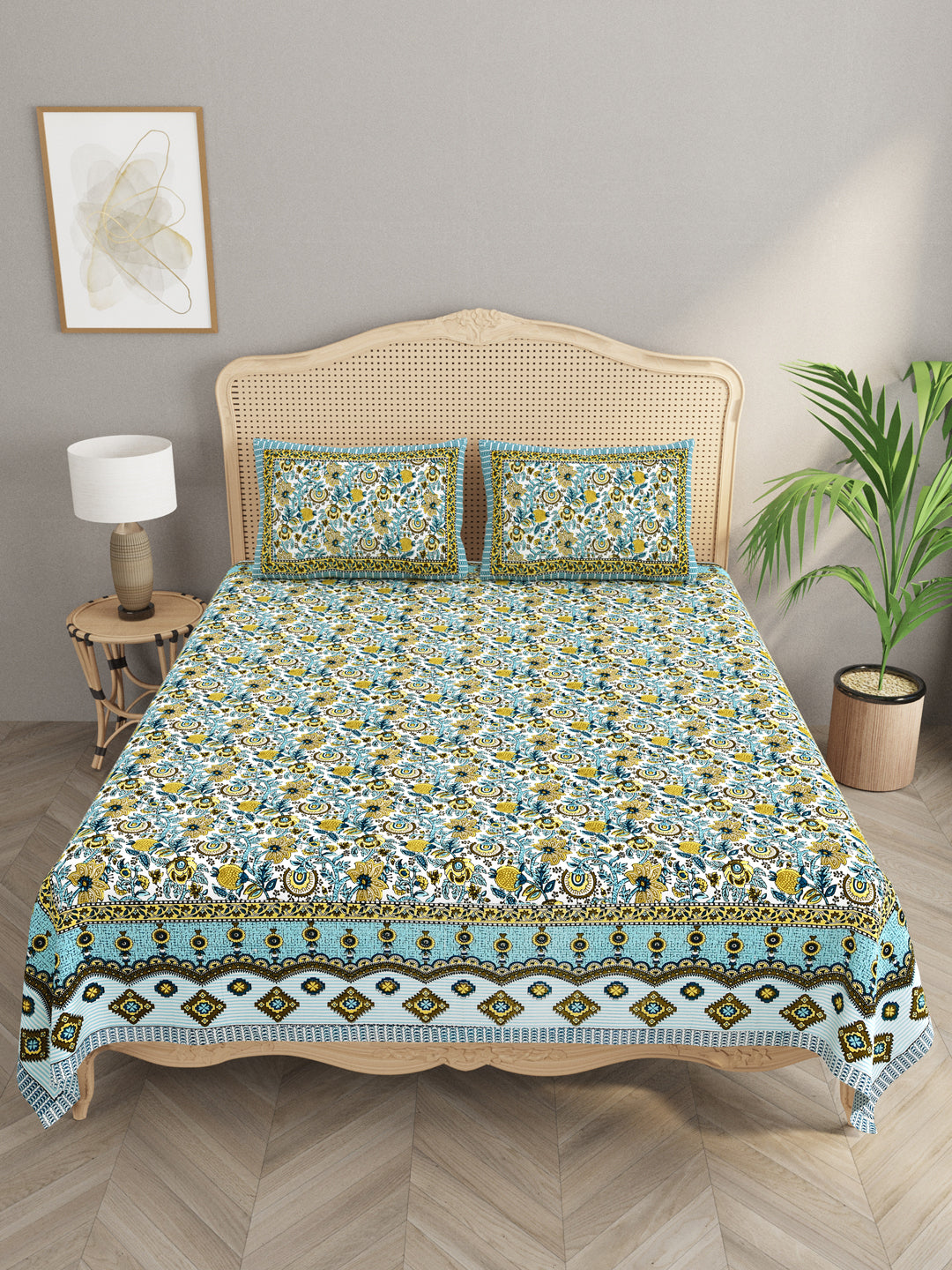 Double King Bedsheet with 2 Pillow Covers