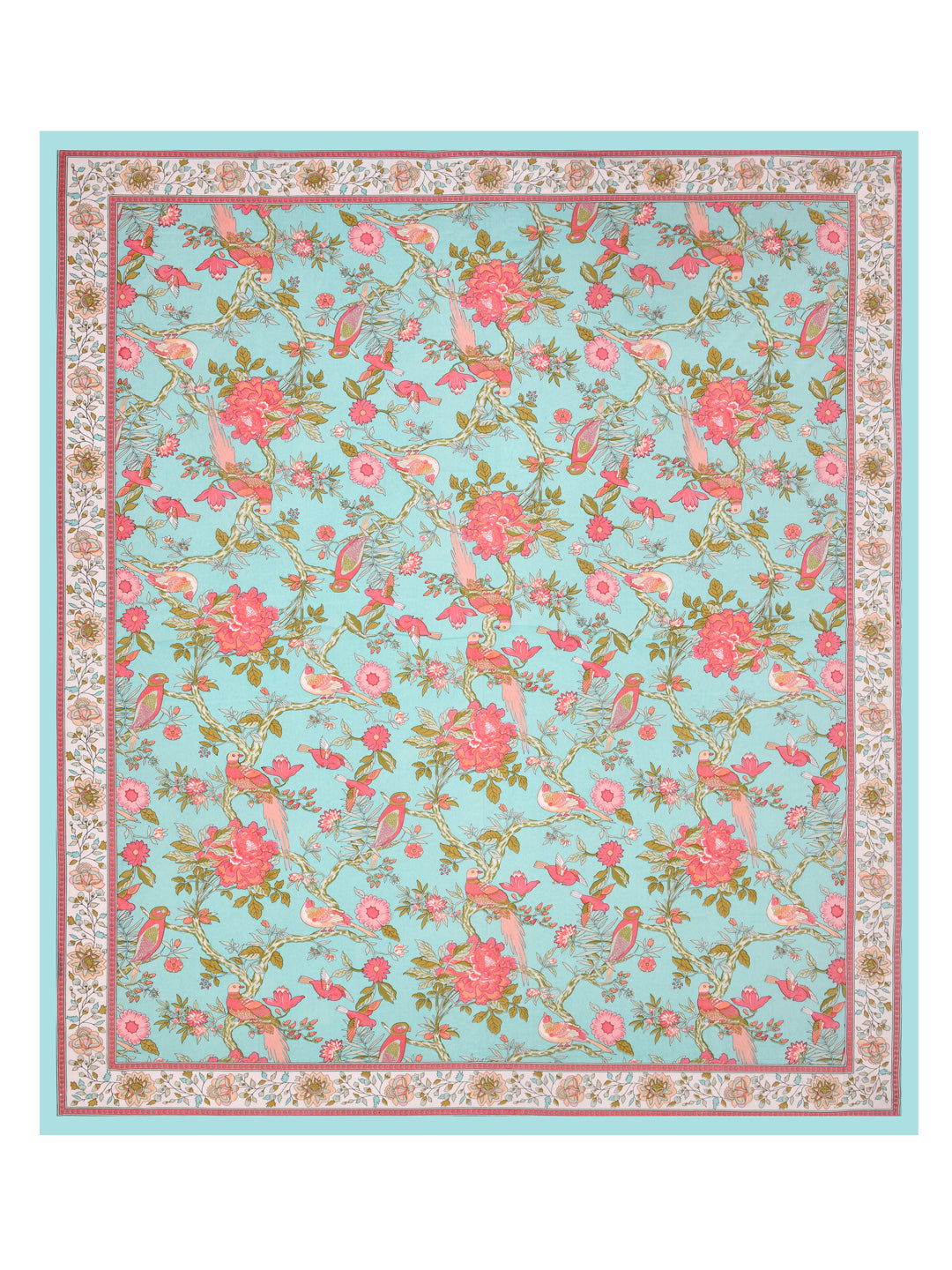 Floral Print Cotton Double King Bedsheet with 2 Pillow Covers