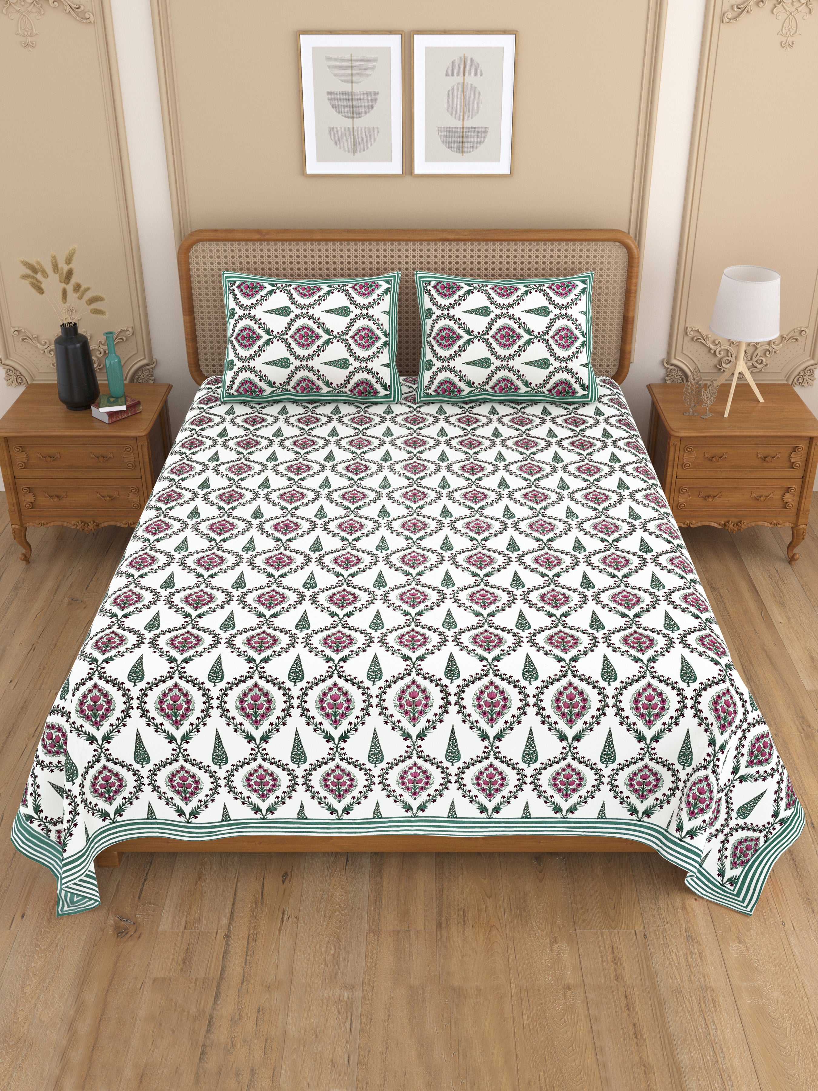 Diwali Gift Box | 1 Double Bedsheet, 1 Pair Door Hanging, 1 Metal Urli, 2 Laddoo Candles