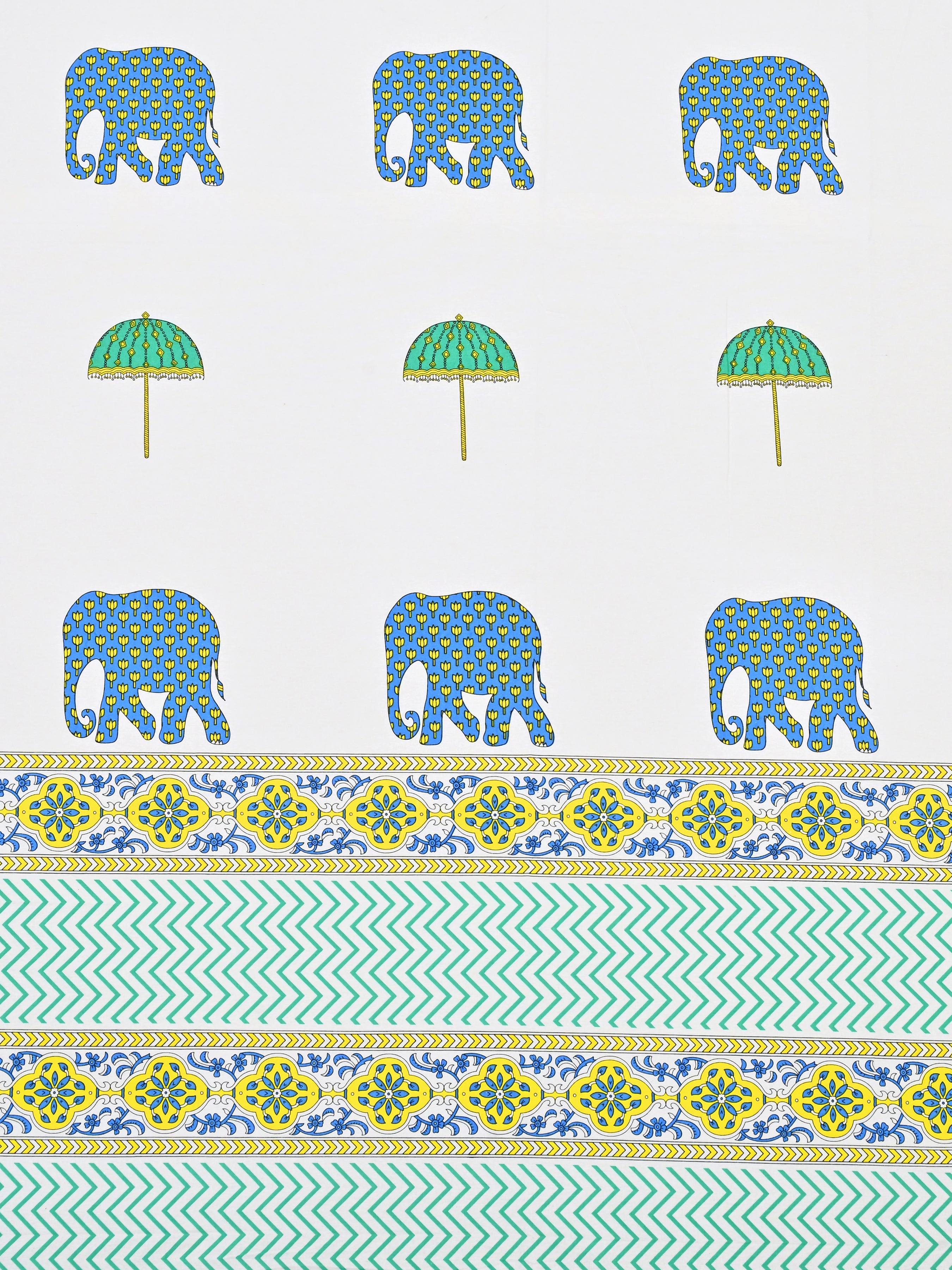 Extra Soft Percale Cotton Super King Handblock Print Bedsheet with 2 Pillow Covers