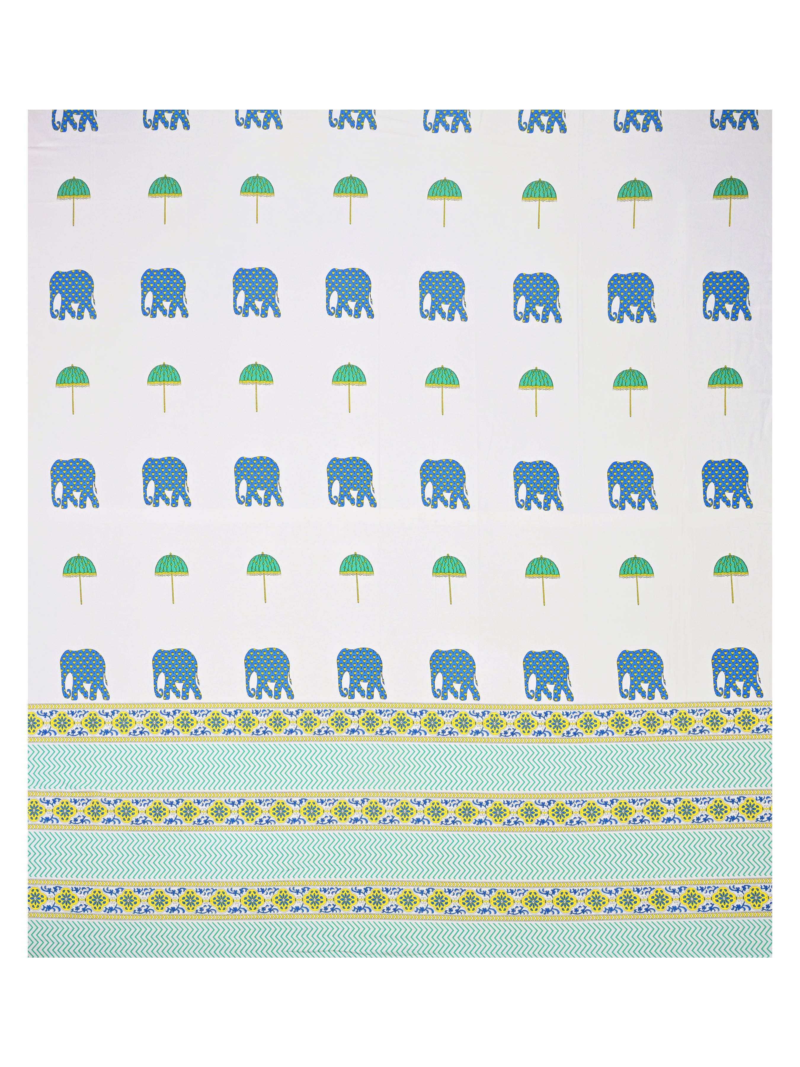 Extra Soft Percale Cotton Super King Handblock Print Bedsheet with 2 Pillow Covers