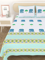 Extra Soft Percale Cotton Super King Handblock Print Bedsheet with 2 Pillow Covers