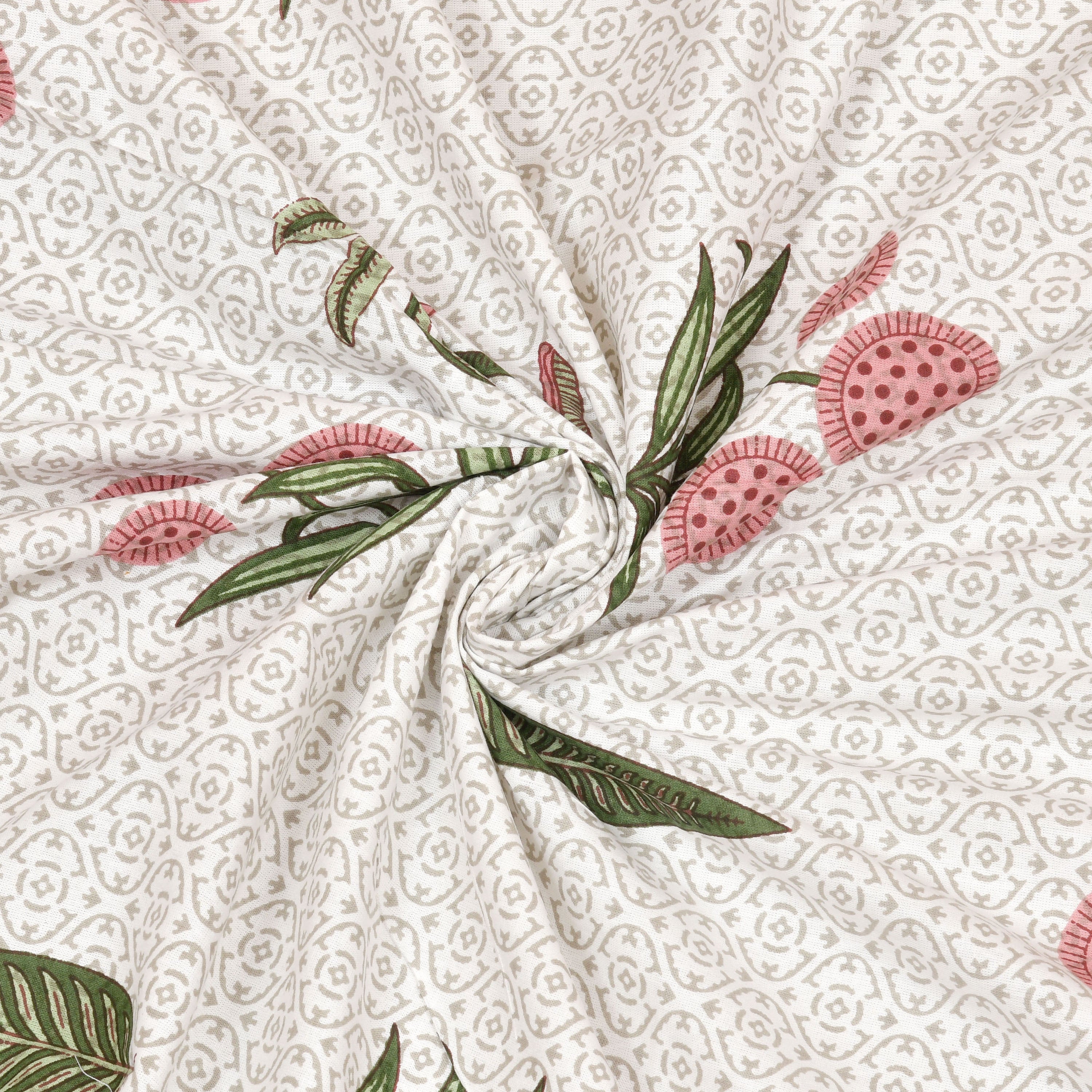 Diwali Gift Box | 1 Double Bedsheet, 1 Pair Door Hanging, 1 Metal Urli, 2 Laddoo Candles