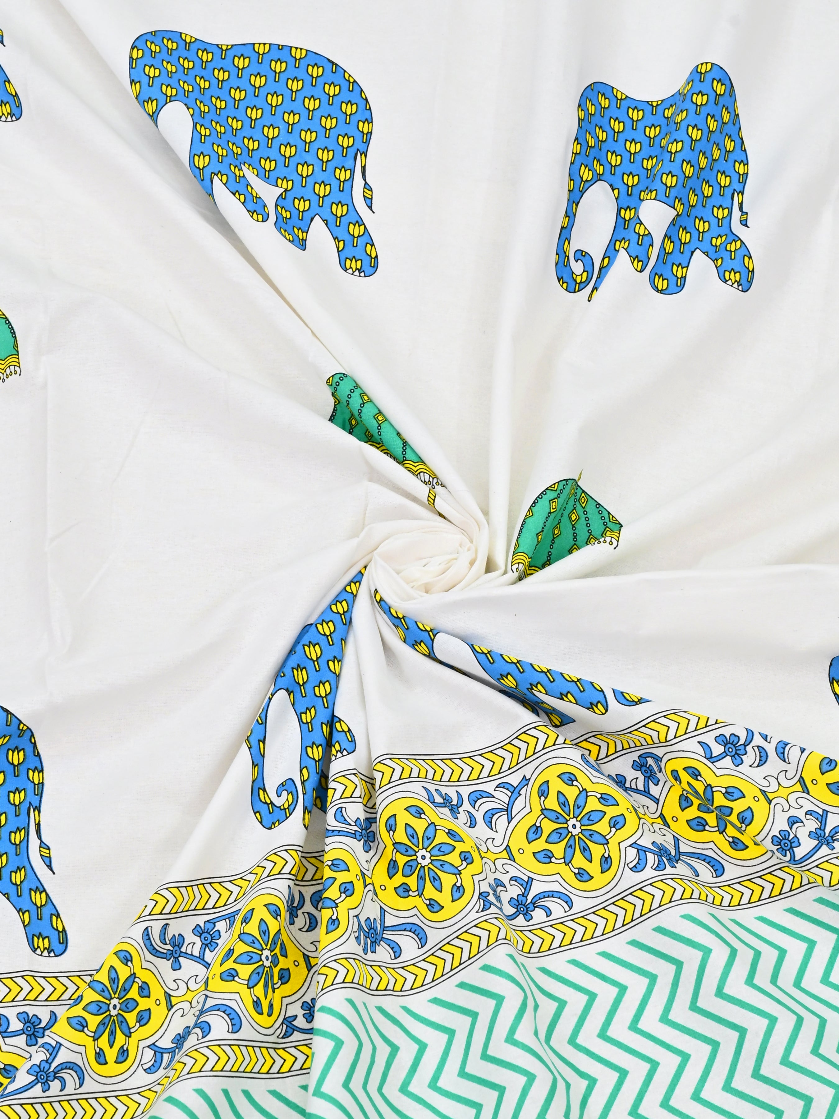 Extra Soft Percale Cotton Super King Handblock Print Bedsheet with 2 Pillow Covers