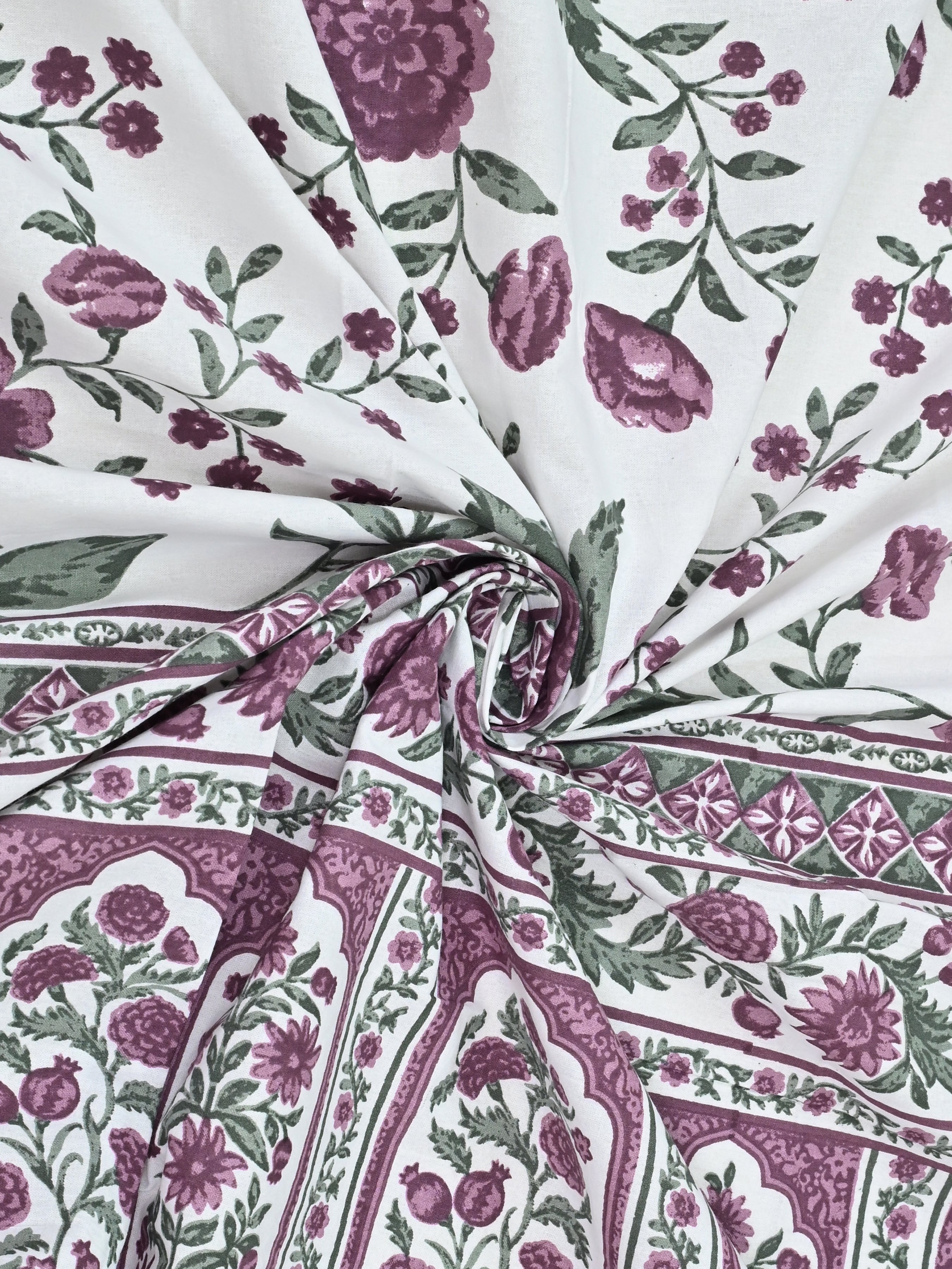Cotton Printed Bedsheet with 2 Pillow Covers - (108 x 108 Inch)