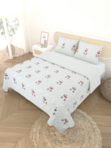 Quilted Floral Printed Reversible Bedcover with 2 Pillow Covers
