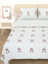 Quilted Floral Printed Reversible Bedcover with 2 Pillow Covers