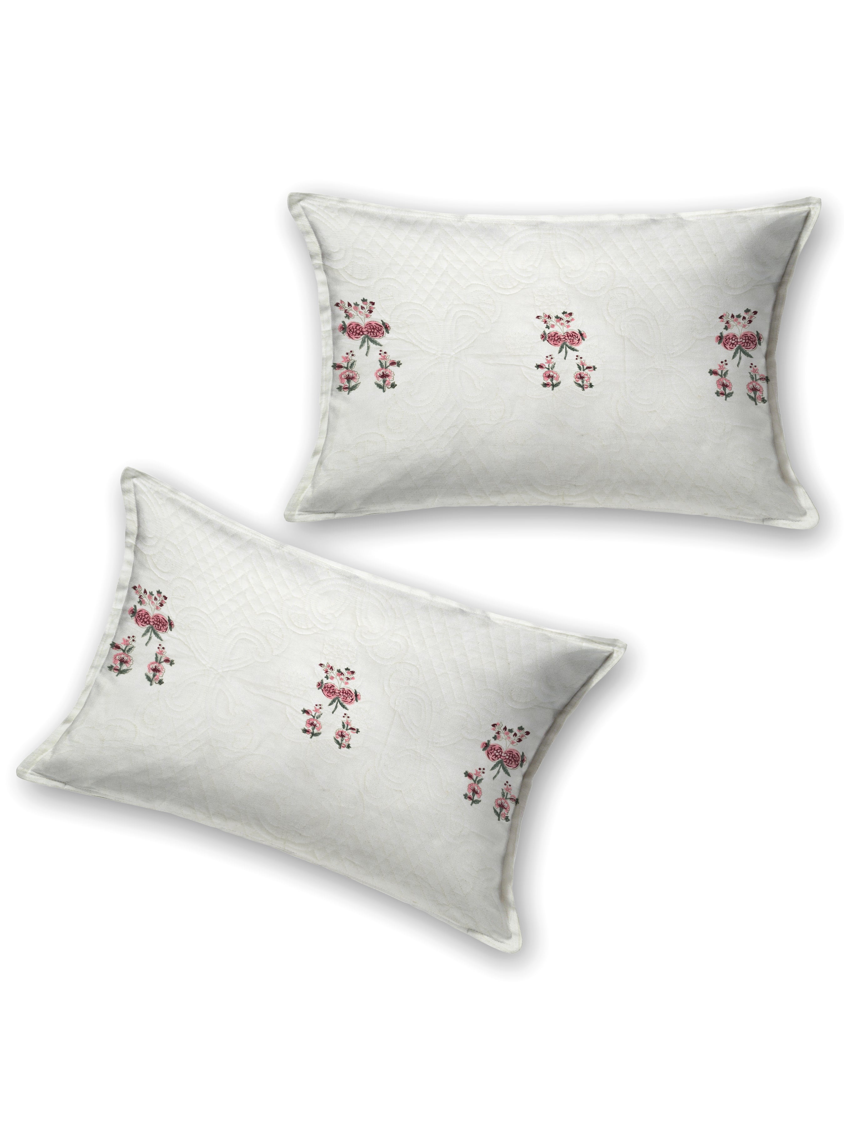 Quilted Floral Printed Reversible Bedcover with 2 Pillow Covers