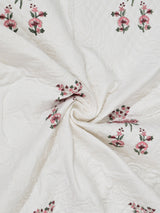 Quilted Floral Printed Reversible Bedcover with 2 Pillow Covers