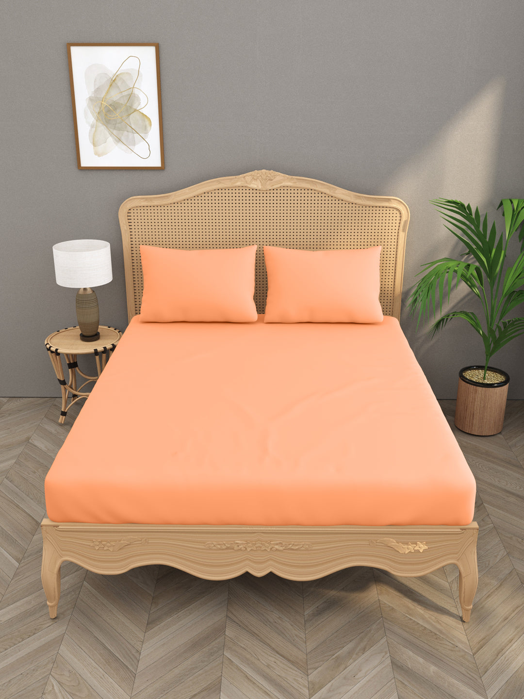 Luxury 400 TC Solid Cotton Bedsheet – 108 x 108 Inches with 2 Pillow Covers | Premium Cotton Comfort