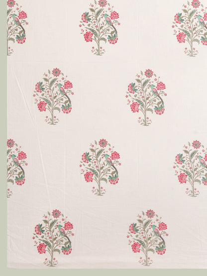 Handblock Print Super King Bedsheet in Extra Soft Percale Cotton with 2 Pillow covers