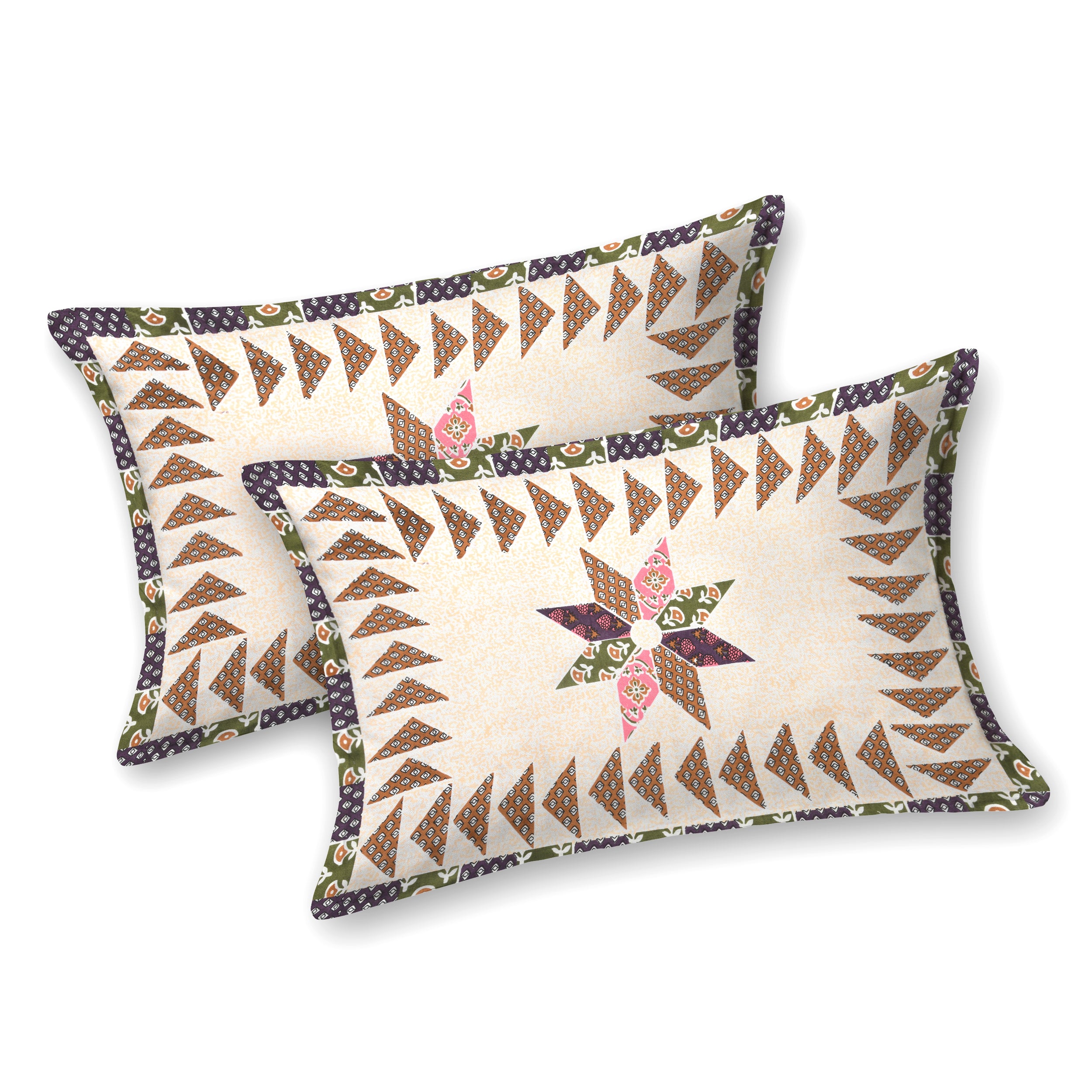 Floral Print Cotton Double King Bedsheet with 2 Pillow Covers