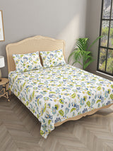 Floral Print Super King Cotton Bedsheet with 2 Pillow Covers