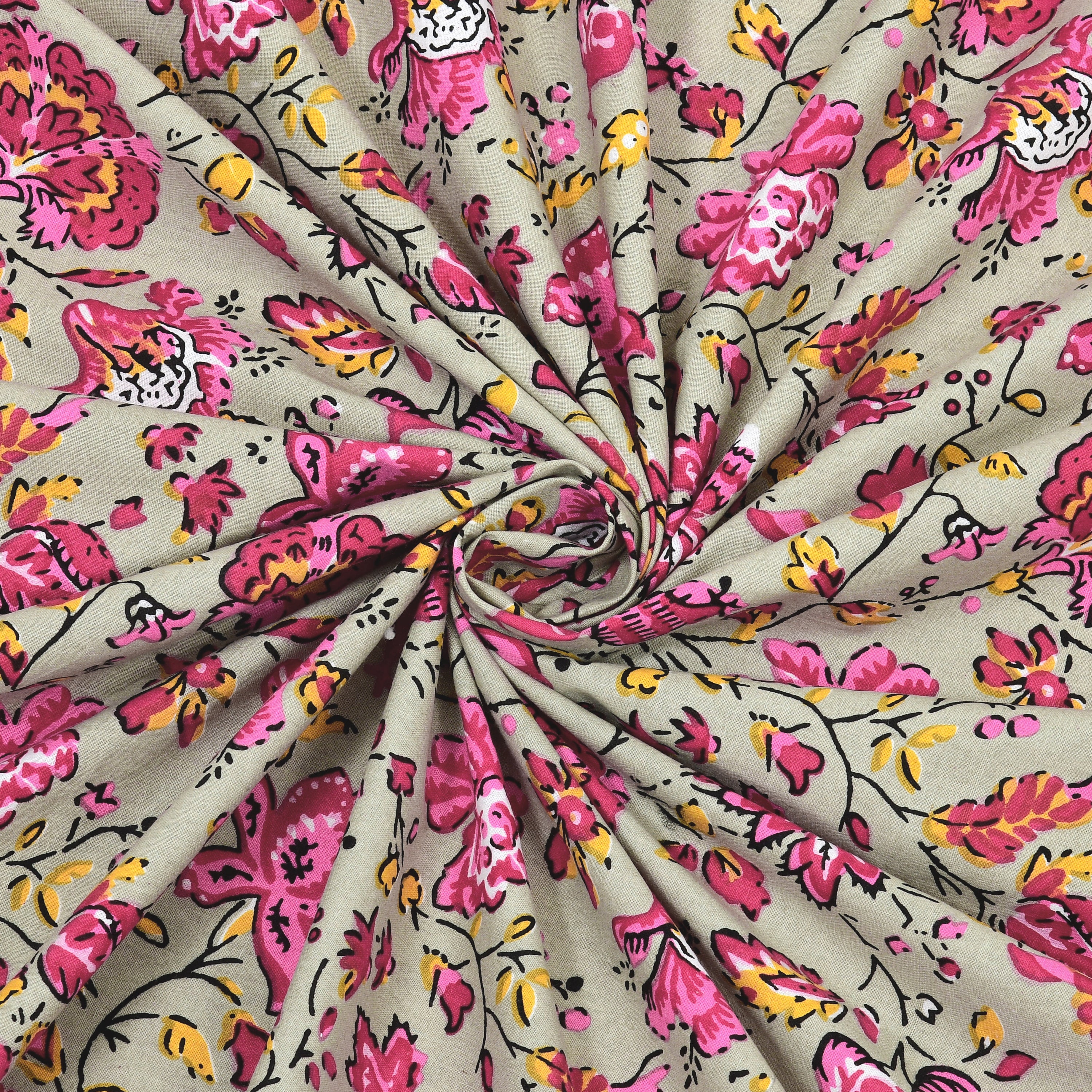 Floral Print Cotton Double King Bedsheet with 2 Pillow Covers