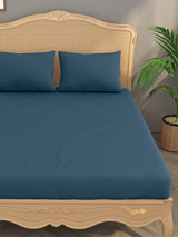 Luxury 400 TC Solid Cotton Bedsheet – 108 x 108 Inches with 2 Pillow Covers | Premium Cotton Comfort
