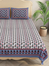 Floral Print Cotton Double King Bedsheet with 2 Pillow Covers