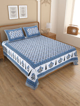 Floral Print Cotton Double King Bedsheet with 2 Pillow Covers