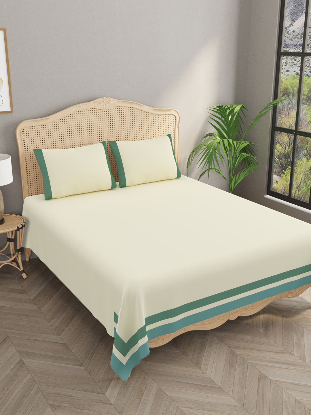Double King 300 TC Bedsheet with 2 Pillow Covers
