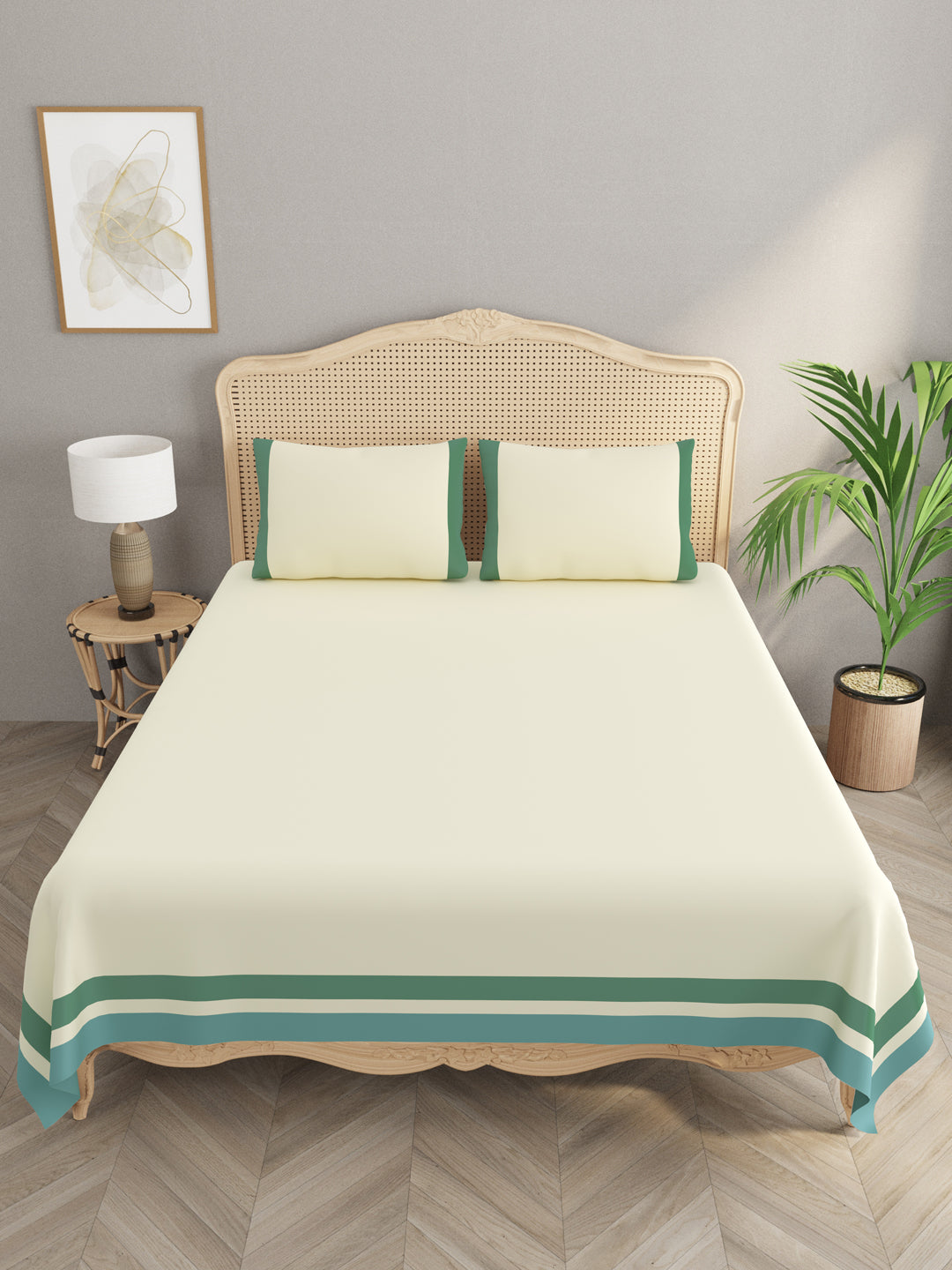 Double King 300 TC Bedsheet with 2 Pillow Covers