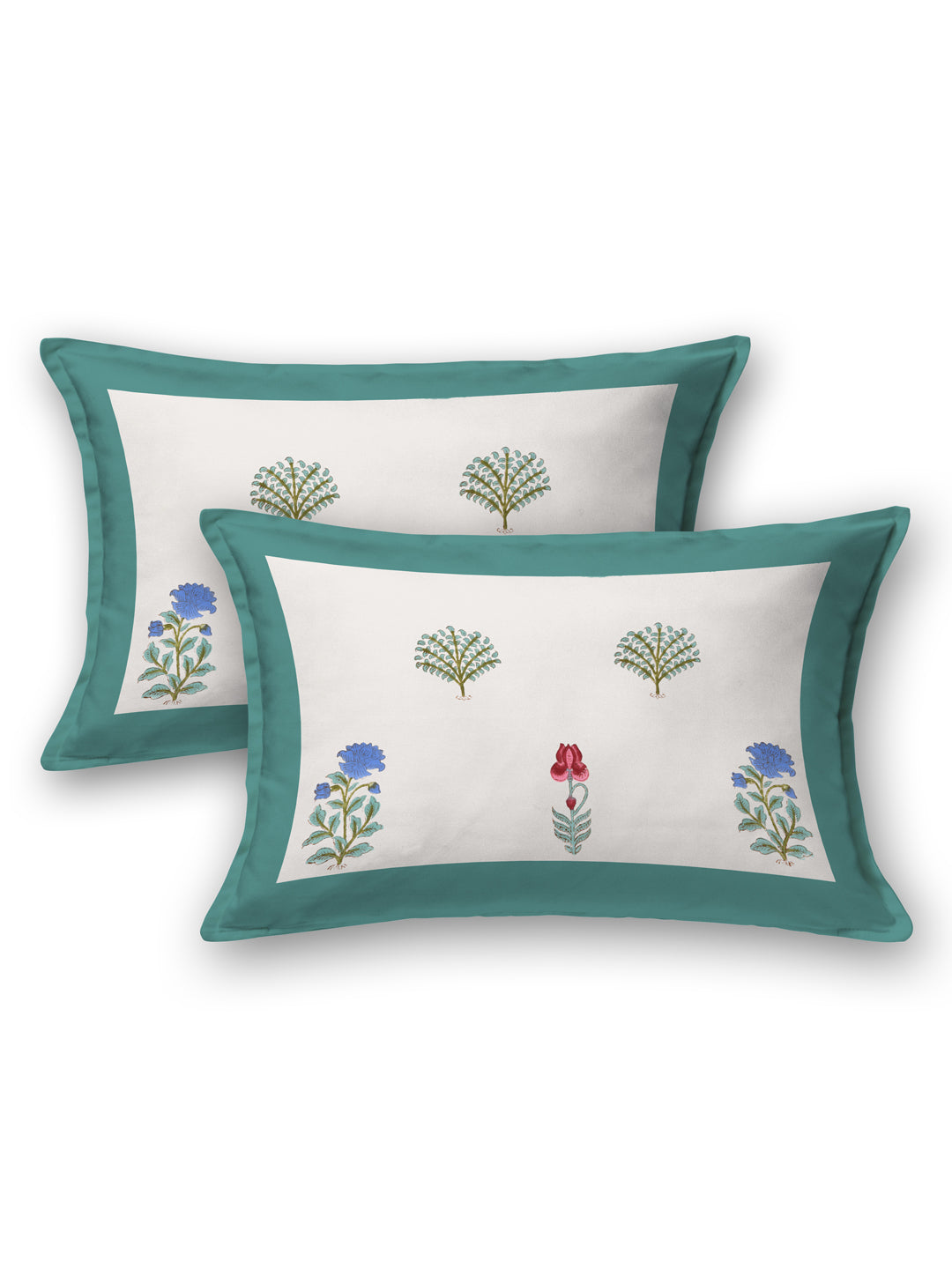 Cotton Super King Handblock Print Bedsheet with 2 Pillow Covers