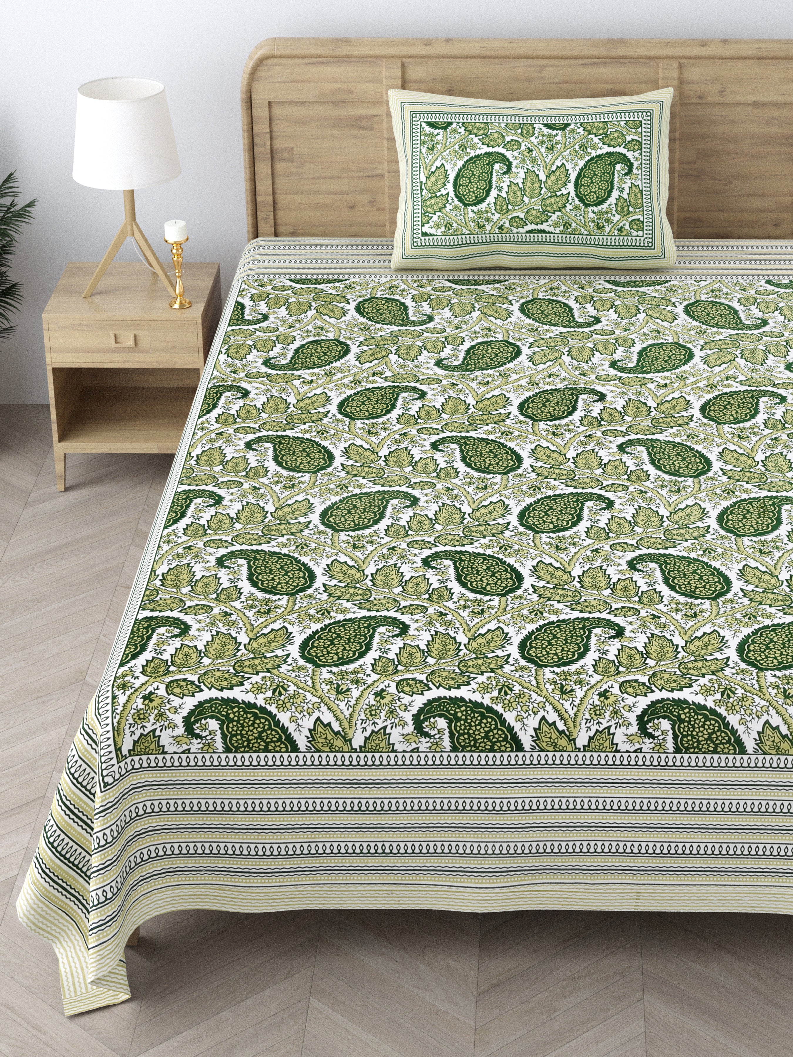 Cotton Floral Print Single bedsheet with 1 Pillow Cover