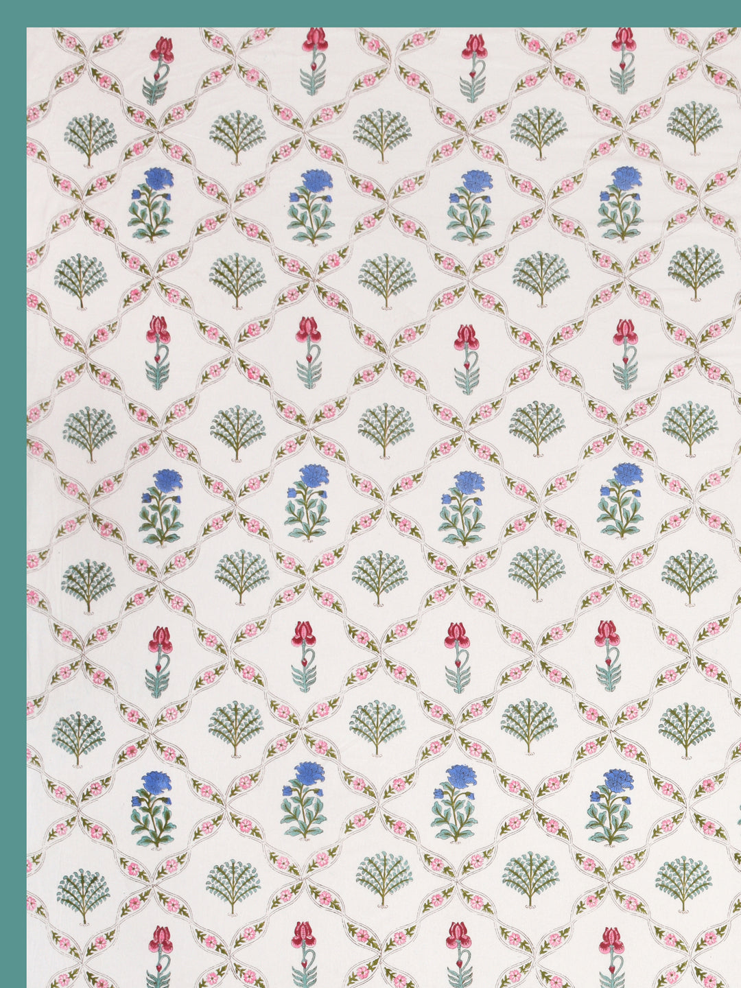Cotton Super King Handblock Print Bedsheet with 2 Pillow Covers