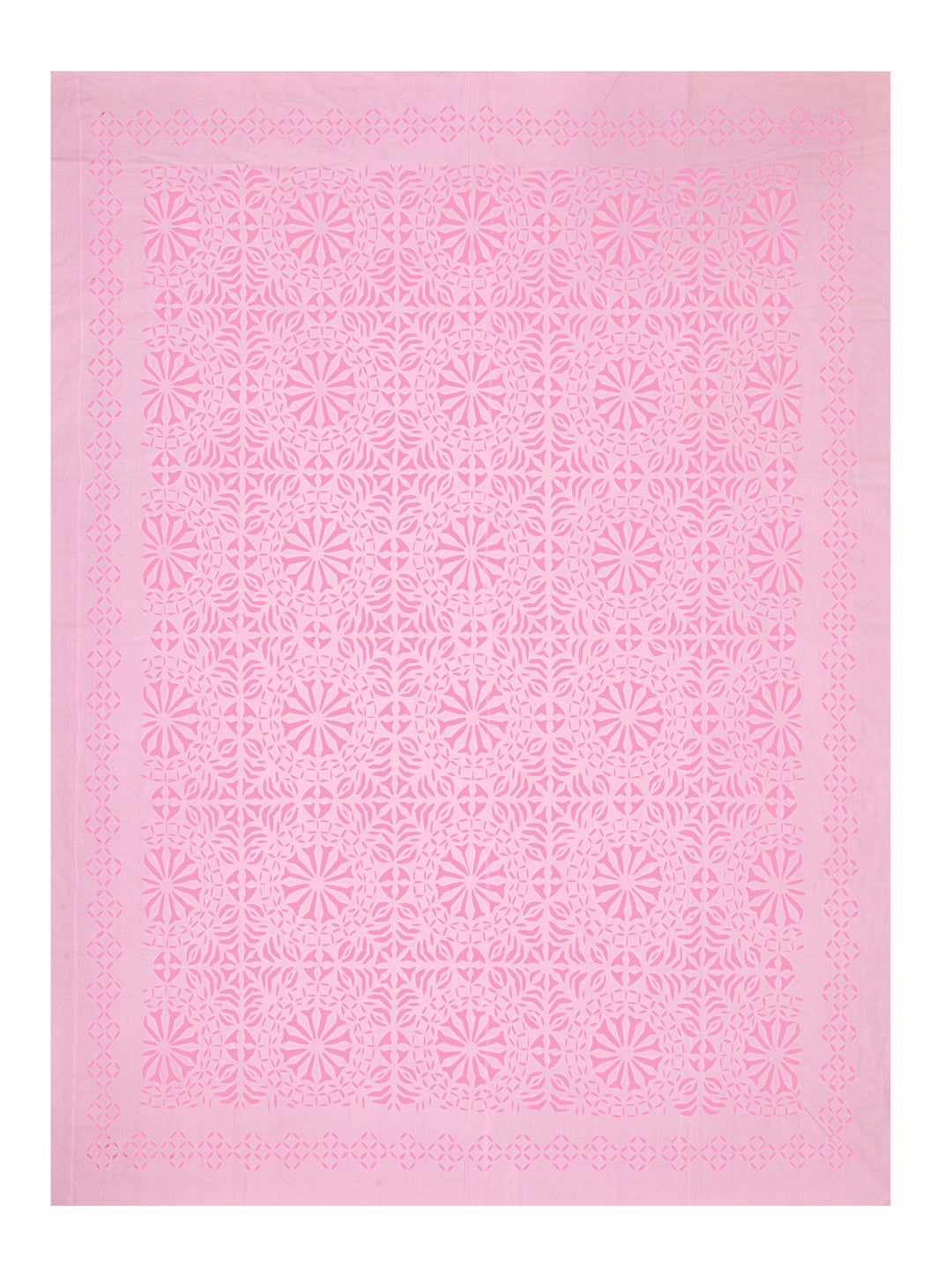 Applique cut work cotton  Bedcover with 2 Pillow Covers