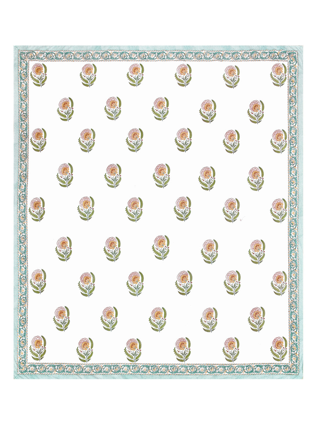 Extra Soft Percale Cotton Super King Handblock Print Bedsheet with 2 Pillow Covers + 1 Sham Pillow Cover