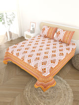 Cotton Printed Bedsheet with 2 Pillow Covers - (108 x 108 Inch)