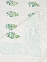 Quilted Floral Printed Reversible Bedcover with 2 Pillow Covers