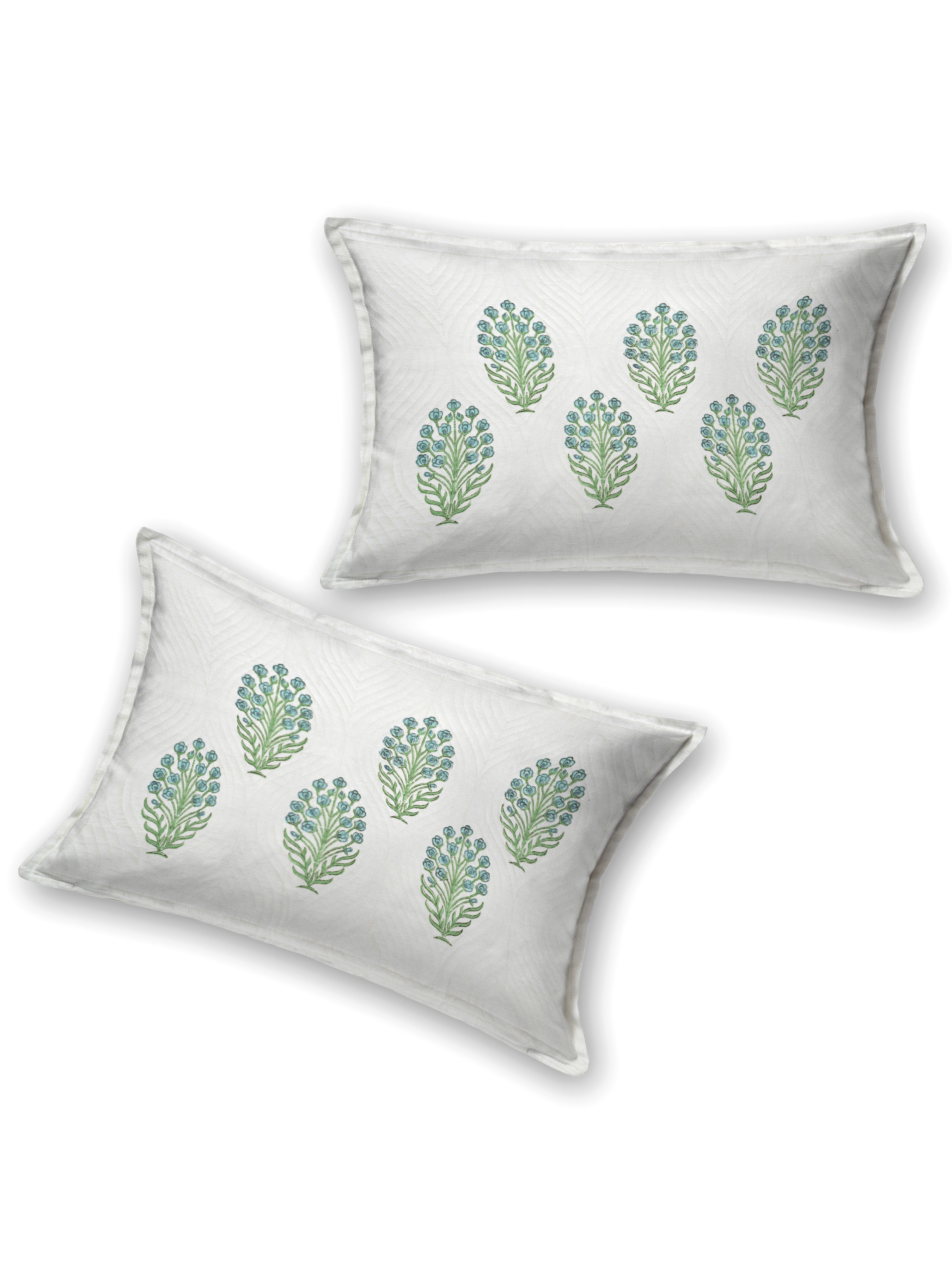 Quilted Floral Printed Reversible Bedcover with 2 Pillow Covers