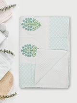 Quilted Floral Printed Reversible Bedcover with 2 Pillow Covers