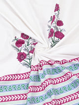 Extra Soft Percale Cotton Super King Handblock Print Bedsheet with 2 Pillow Covers