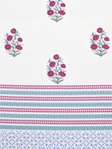 Extra Soft Percale Cotton Super King Handblock Print Bedsheet with 2 Pillow Covers