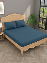 Luxury 400 TC Solid Cotton Bedsheet – 108 x 108 Inches with 2 Pillow Covers | Premium Cotton Comfort