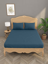 Luxury 400 TC Solid Cotton Bedsheet – 108 x 108 Inches with 2 Pillow Covers | Premium Cotton Comfort