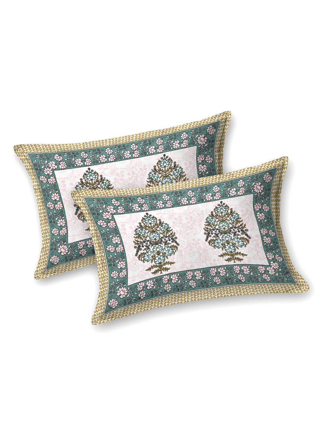 Floral Print Cotton Double King Bedsheet with 2 Pillow Covers