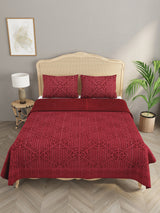 Applique cut work cotton  Bedcover with 2 Pillow Covers