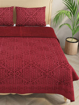 Applique cut work cotton  Bedcover with 2 Pillow Covers