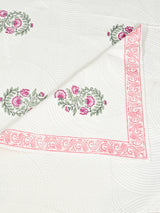 Quilted Floral Printed Reversible Bedcover with 2 Pillow Covers