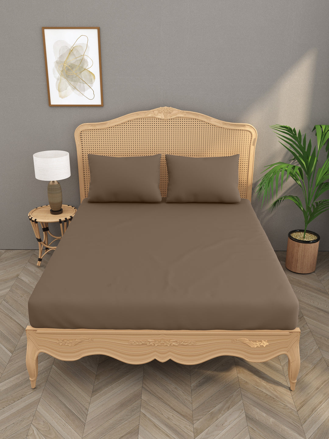 Luxury 400 TC Solid Cotton Bedsheet – 108 x 108 Inches with 2 Pillow Covers | Premium Cotton Comfort