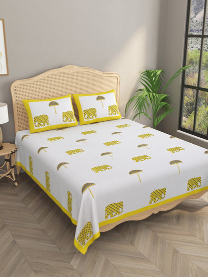 Double King Handblock Print Bedsheet with 2 Pillow Covers