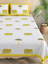 Double King Handblock Print Bedsheet with 2 Pillow Covers