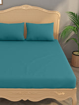 Luxury 400 TC Solid Cotton Bedsheet – 108 x 108 Inches with 2 Pillow Covers | Premium Cotton Comfort