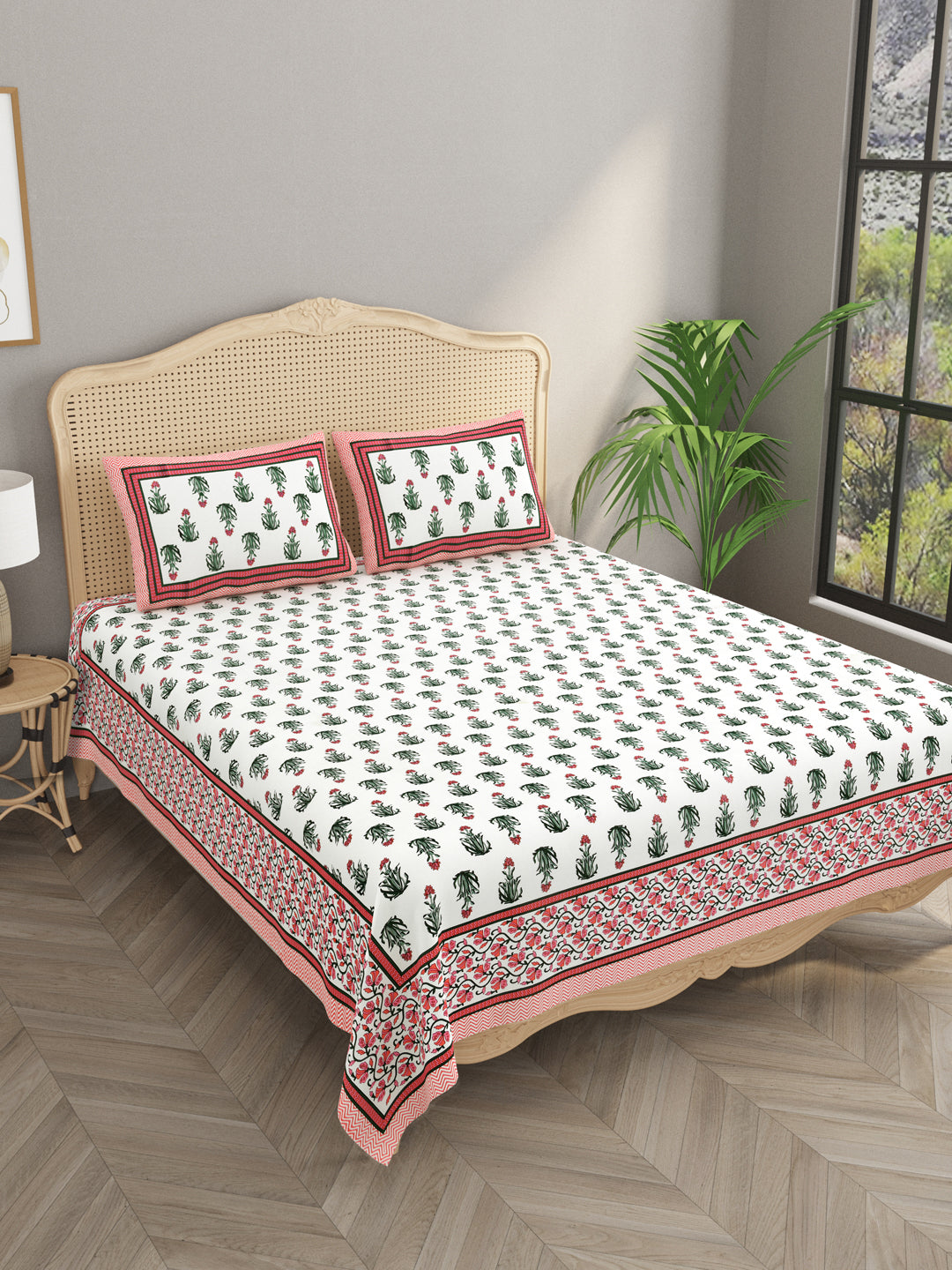 Diwali Gift Box | 1 Double Bedsheet, 1 Pair Door Hanging, 1 Metal Urli, 2 Laddoo Candles