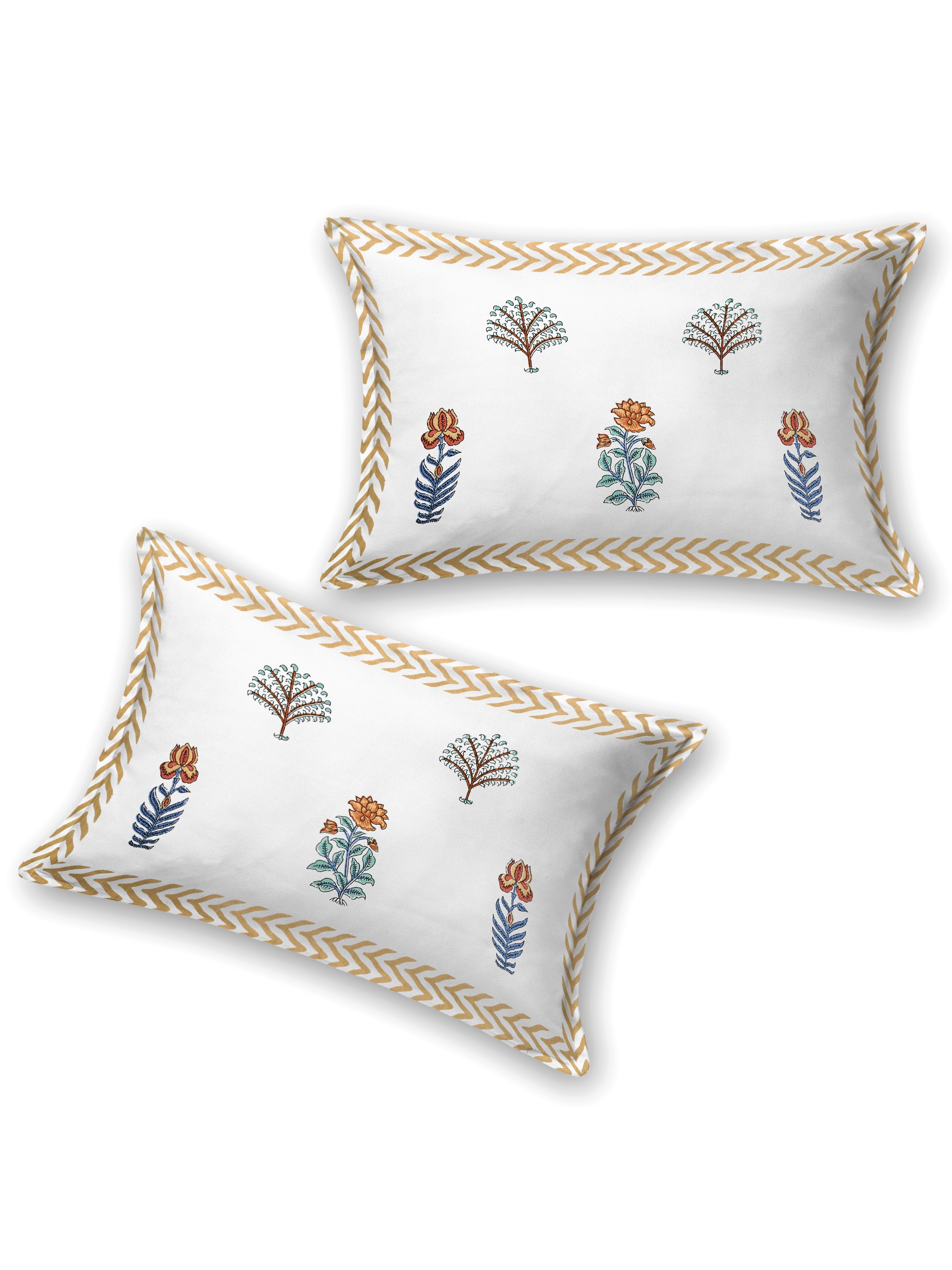 Floral Print Cotton Double King Bedsheet with 2 Pillow Covers